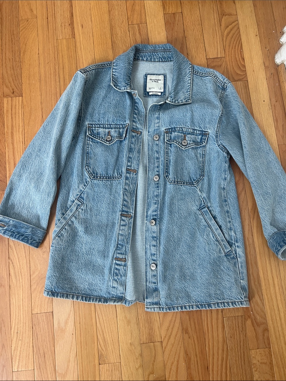 Abercrombie & Fitch Denim Shirt Jacket Light Wash Oversized Shacket small